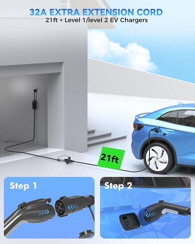 كابل تمديد J1772 بطول 40 قدمًا / 12 مترًا، كابل شحن 40 أمبير EV متوافق مع جميع شواحن J1772 EV، مناسب لجميع أجهزة J1772 EVs، سلك تمديد شاحن IP66 EV مع حقيبة حمل، سلك تمديد EV مرن in Kuwait