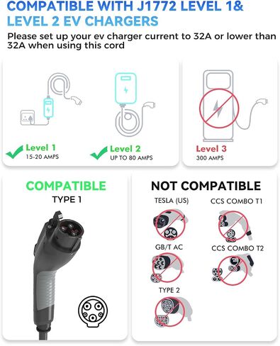 كابل تمديد J1772 بطول 40 قدمًا / 12 مترًا، كابل شحن 40 أمبير EV متوافق مع جميع شواحن J1772 EV، مناسب لجميع أجهزة J1772 EVs، سلك تمديد شاحن IP66 EV مع حقيبة حمل، سلك تمديد EV مرن in Kuwait