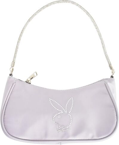 Concept One Playboy Shoulder Bag, Women's Purse Handbag with Rhinestone Carry Strap and Bunny Logo, Black in Saudi Arabia