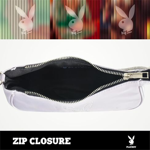 Concept One Playboy Shoulder Bag, Women's Purse Handbag with Rhinestone Carry Strap and Bunny Logo, Black in Saudi Arabia