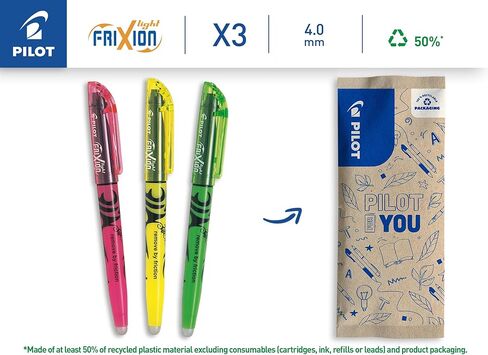 Pilot Frixion Erasable Highlighters - Yellow/Green/Pink (Pack of 3) FLW538639 in Kuwait