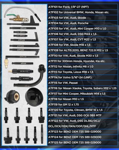 مجموعة مضخة استخراج زيت ناقل الحركة الهوائي سعة 8 لتر مع 20 قطعة من محولات التعبئة، نظام ATF، مضخة نقل السوائل، مستخرج السوائل التلقائي المتوافق مع سيارات BMW وFord وAudi وما إلى ذلك. in Saudi Arabia