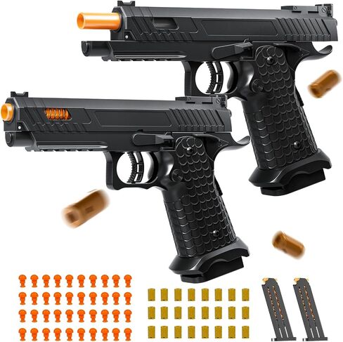 2011 Model Shell Ejecting Toy Gun with Soft Bullet – Realistic Toy Pistol Foam Blaster for Boys Kids Adults, Educational Fidget Play Gun Model for Halloween Christmas Birthday Gifts (Black+Black) in Saudi Arabia