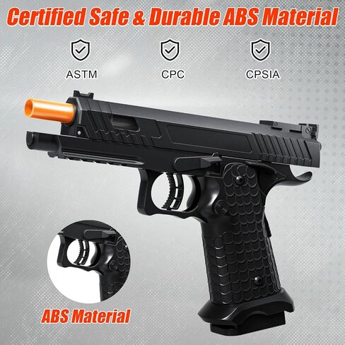 2011 Model Shell Ejecting Toy Gun with Soft Bullet – Realistic Toy Pistol Foam Blaster for Boys Kids Adults, Educational Fidget Play Gun Model for Halloween Christmas Birthday Gifts (Black+Black) in Saudi Arabia