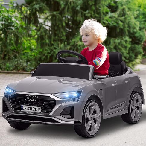 Qaba Audi Q8 E-Tron Sportback مرخصة من 12 فولت أطفال ركوب السيارة على السيارة ، سيارة كهربائية مدعومة بالبطارية مع التحكم عن بعد ، 4 عجلات تعليق الربيع ، بداية ناعمة ، المصابيح الأمامية LED ، قرن الموسيقى ، الرمادي in Saudi Arabia