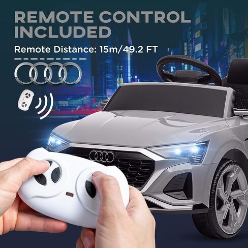 Qaba Audi Q8 E-Tron Sportback مرخصة من 12 فولت أطفال ركوب السيارة على السيارة ، سيارة كهربائية مدعومة بالبطارية مع التحكم عن بعد ، 4 عجلات تعليق الربيع ، بداية ناعمة ، المصابيح الأمامية LED ، قرن الموسيقى ، الرمادي in Saudi Arabia