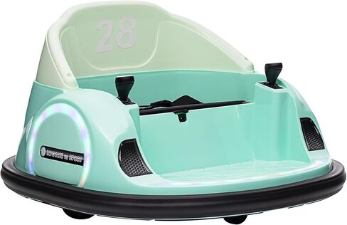 Qaba 12V Toddler Bumper Car Ride on Toy for Kids 1.5-5 Years Old, Baby Bumper Car with Remote Control, LED Lights, 360 Degree, Music, Green in Saudi Arabia