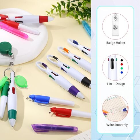 30 PCS مقطع القلم المكوك القابل للسحب مع Mini Highlighter Nurse Badge Pen Neon Marker LED Keychain Clip لممرضة هدية in Kuwait