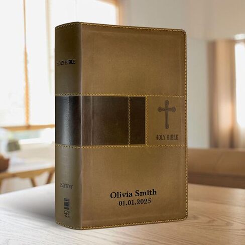 Personalized NIV Holy Bible Premium Indexed Small Print Bible | Custom Engraved with Name or Text on Faux Leather Cover | Custom Gift for Christian & Religious Celebrations | Blue in Saudi Arabia