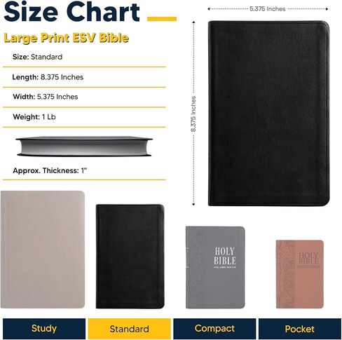 Personalized ESV Thinline Bible Large Print Faux Leather Holy Bible ESV | Custom Full Cover with Ephesians 6:11 Design and Your Own Text | Gift for Christian & Religious Celebrations | Black in Kuwait