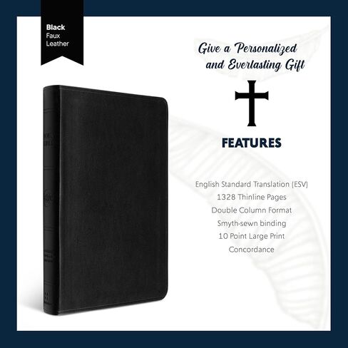 Personalized ESV Thinline Bible Large Print Faux Leather Holy Bible ESV | Custom Full Cover with Ephesians 6:11 Design and Your Own Text | Gift for Christian & Religious Celebrations | Black in Kuwait