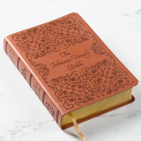 الكتاب المقدس العائلي المخصص-NAB-RE EDITION-مثل غطاء مثل SCROLL MOTIF-نقش مخصص-هدية العائلة الكاثوليكية الإرثية لحفلات الزفاف ، الذكرى السنوية ، إضافة اسم العائلة مجانًا (أسود ، قياسي) in Kuwait