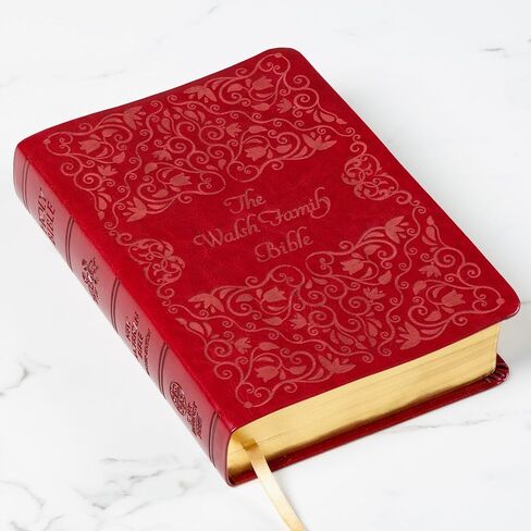 الكتاب المقدس العائلي المخصص-NAB-RE EDITION-مثل غطاء مثل SCROLL MOTIF-نقش مخصص-هدية العائلة الكاثوليكية الإرثية لحفلات الزفاف ، الذكرى السنوية ، إضافة اسم العائلة مجانًا (أسود ، قياسي) in Kuwait