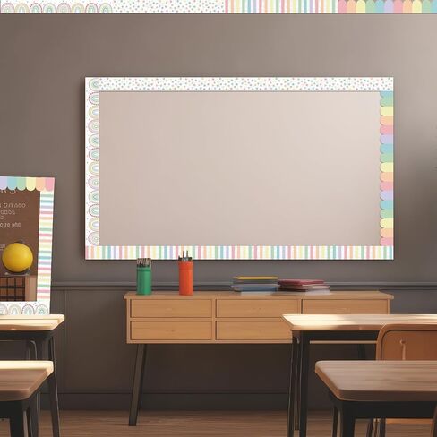 4 Rolls 118 FT Boho Bulletin Border Classroom Rainbow Hearts Polka Dot Prozer Trim Bulletin Board Stripe Stripe for School Classroom Chalkboard Office Decoration ، 4 Designs in Saudi Arabia