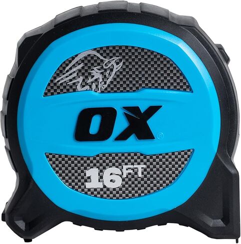 شريط قياس OX Tools بطول 25 قدمًا، شفرة Pro Tuff بطول 1 ¼ بوصة، شريط قياس قفل عريض، غلاف قوي مقاوم للصدمات واسترجاع سلس، 13 قدمًا، OX-P506025 in Kuwait