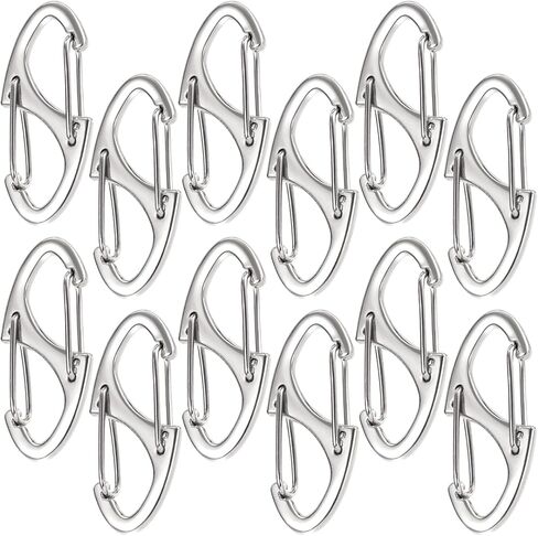 Winsyison 12pcs Zipper Clips anti theft ، أقفال سحب سحاب الزنك S Zipper ، Mini Dual Spring Carabiner Snap Hook for Outdoor Camping Hiking Fishing Fishcase Pascase على الظهر- الفضة in Kuwait
