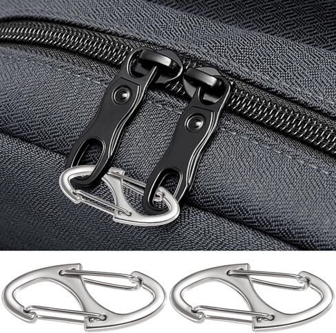 Winsyison 12pcs Zipper Clips anti theft ، أقفال سحب سحاب الزنك S Zipper ، Mini Dual Spring Carabiner Snap Hook for Outdoor Camping Hiking Fishing Fishcase Pascase على الظهر- الفضة in Kuwait