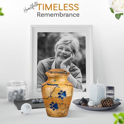 INTAJ Wooden Pet Urns for Dogs/Cats Ashes - Blue Resin Paws & Lichtenburg Design - Keepsake Cremation Urn Box, Pet Memorial Wooden Urns for Ashes, Small to Large Sizes (Classic, Small) in Saudi Arabia