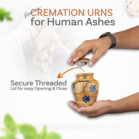 INTAJ Wooden Pet Urns for Dogs/Cats Ashes - Blue Resin Paws & Lichtenburg Design - Keepsake Cremation Urn Box, Pet Memorial Wooden Urns for Ashes, Small to Large Sizes (Classic, Small) in Saudi Arabia