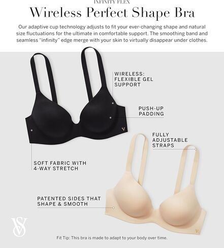 Victoria's Secret Infinity Flex Perfect Shape Bra, Push Up, Full Coverage, Wireless, Bras for Women, Beige(38C) in Saudi Arabia
