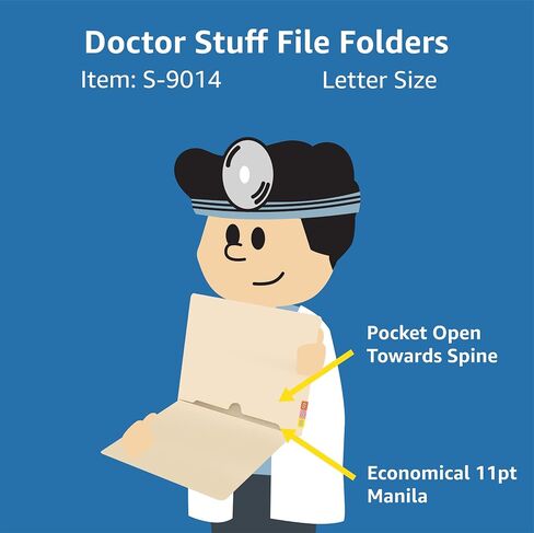 Manila Pocket File Folders, Doctor Stuff, Letter Size End Tab Folder with Full Pocket on Inside Back Open Towards Spine, 11 pt Manila Stock, Box of 50 in Saudi Arabia