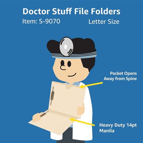 Manila Pocket File Folders, Doctor Stuff, Letter Size End Tab Folder with Full Pocket on Inside Back Open Towards Spine, 11 pt Manila Stock, Box of 50 in Saudi Arabia