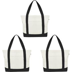 Ecoright Canvas Tote Bag for Women with Zip & Pocket, Large Tote Bags for Women, Tote Bags for Men, Shopping, Beach Tote Bag in Kuwait