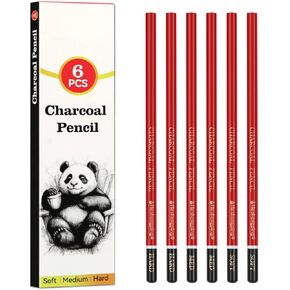 White and Black Color Pencils Drawing Set, 6 pcs White and 6 pcs Black Colored Sketching Pencils for Drawing, Sketching, Shading, Blending for Beginners & Artists