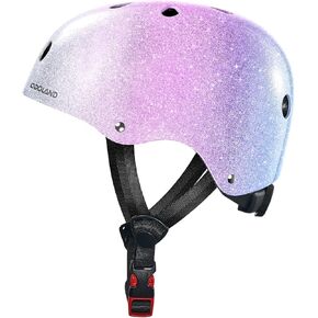 Odoland Kids Bike Helmet, Boys and Girls Sparkling Bicycle Helmet for 5-10 Ages, Suggested Fit 48-55cm, Multi-Sports Adjustable for Skating, Cycling, Skateboard Helmet