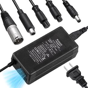 42V 2A Fast Battery Charger with Cooling System - 5 Plugs Universal Replacement Charger for 36V Lithium Battery, Compatible with Jetson, Gotrax, Razor, Ninebot, Segway, Swagtron, Hiboy