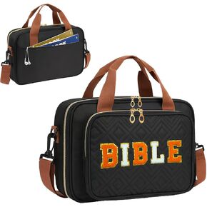 Bible Cover for Women with Shoulder Strap, Large Bible Carrying Case with Detachable Pen Slot