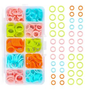 240 Pcs Knitting Markers Rings,Knitting Stitch Marker, O-Rings with Storage Box, Plastic Knitting Ring Crochet Locking Stitch Ring (S/M/L) Random Colors (4 Colors/240Pcs)