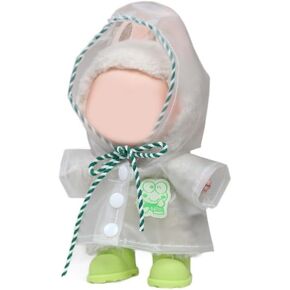 17cm Doll Raincoat Outfit Set - Waterproof Cape & Boots for 17cm (6.69") Fashion Dolls, Compatible with Labubu, Green/Yellow (Doll Not Included) (Green)