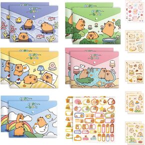 Cute Capybara School Supplies,Cartoon Plastic Envelopes, 10 PCS Clear Plastic Folders for Document, A4,Letter Size File Envelopes with Snap Closure, File Folders Document Folders for School Office