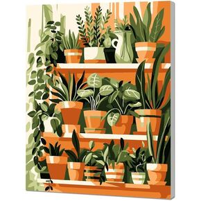 Paint by Numbers for Adults & Kids Kits Easy for Beginner Wooden Framed on Canvas Flowers Acrylic Paint Painting DIY Art Crafts with Paints and Brushes Green Plant