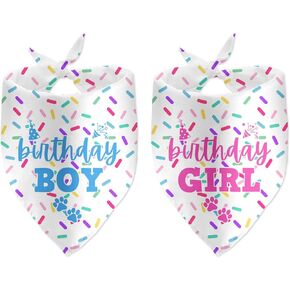 2 Pack Birthday Girl Boy Dog Birthday Bandanas for Pet Photo Prop Pet Happy Birthday Party Accessories Decorations