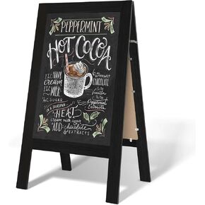 TEAKMAMA Chalkboard Signs 40x20 Standing A Frame Chalk Board Easel Sign Sandwich Board Signs Outdoor, Double Sided Blackboard for Business, Cafe, Weddings, Rustic Brown