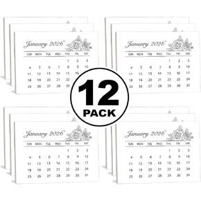 2026 Mini Calendars (12-Pack) Tear off Calendars for Scrapbooking, Crafts, Manual Projects, 2.25 x 3 Inches Refill Pads for Friends and Family (Roses)