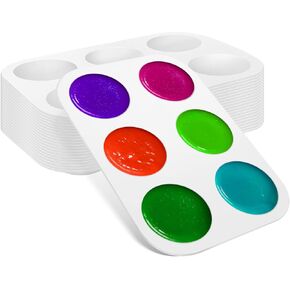 20pcs White Plastic Paint Tray Palettes for Kids, Small Paint Palette, Paint Holder Tray for Painting Party, DIY Craft and Art Painting