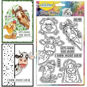 CHGCRAFT Funny Animal Clear Stamps Peek Animal Transparent Stamps Silicone Clear Stamp Seals for Carding Making DIY Scrapbooking Photo Album Decoration, 4.3x6.3 inch