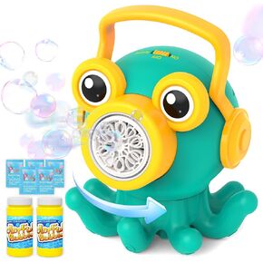 Kid Toys Octopus Bubble Machine – Rotatable Portable Automatic Bubble Maker with LED Light for 3 to 7 Year Old Kids, Birthday Gifts for Ages 4-8, Outdoor Bath Time & Party Fun
