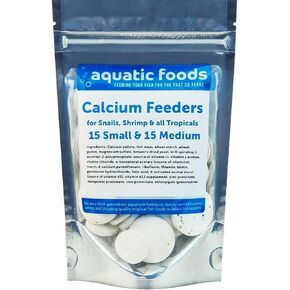 Aquatic Foods Inc. Small & Medium Calcium Feeder Disks for Shrimp, Snails, Crabs, Crayfish, Hermit Crabs and All Tropical Fish…30 Count Bag of Small & Medium