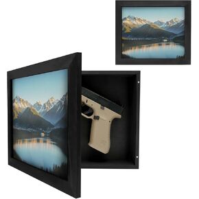 Hidden Gun Storage, Hidden Gun Safe for Pistols with Magnetic Lock, Solid Wooden Picture Frames for Handgun, Hidden Storage Gun Safe Home Furniture, Concealment Furniture Picture Frame Box