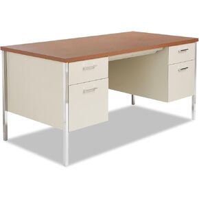 ALERA SD7236BW مكتب فولاذي مزدوج ، 72W × 36D × 29-1/2H ، الجوز/الأسود