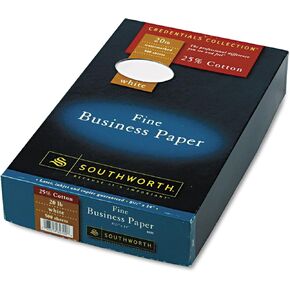 Southworth 403E 25% Cotton Business Paper White 20 lbs. Wove 8-1/2 x 14 Legal 500/Bx FSC