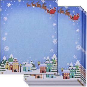 96 Sheet Christmas Stationery Paper for Writing Letters - Printer Friendly Cute Santa in Sleigh, Snowflakes Letterhead, Festive Holiday Stationery - 8.5x11 Christmas Letter Paper