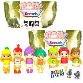 Baby Secrets Series 5 Fruities (2 Pack) with 2 GosuToys Stickers - Color Changing Diapers - Fruit Themed Baby Toy Figures - Over 32 Collectible