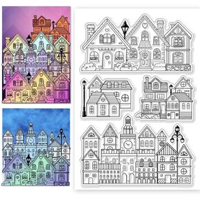 CHGCRAFT CITY Street Landscape Clear Stamps House Strapprent Stamps Building Building Silicone Clear Stamp Seals for DIY Scrapbooking Photo Abrum Decoration ، 4.3x6.3inch