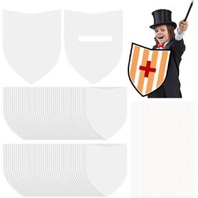 TANEMUDO 84 Pcs Blank Paper Shields with Handles for Kids DIY Craft Cardboard Shields for Decorate Party Play Castle Activities Gift