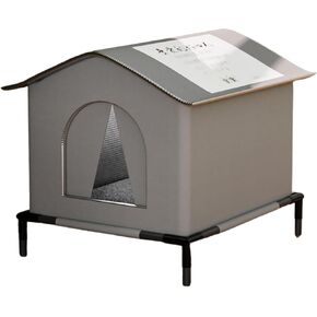 Outdoor Cat House, Weatherproof Cat House with Bracket Cats Shelter Feral Cat House for Outdoor Stray, Barn Cats(Grey, Waterproof House-M)